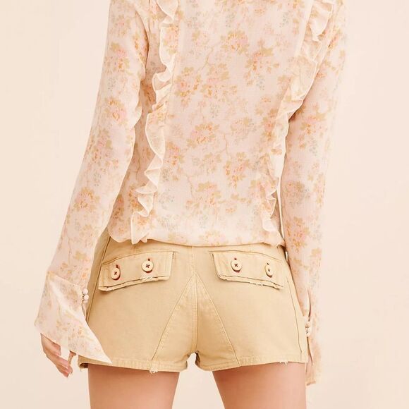 NWOT Free people All Yours Micro Cargo Shorts low rise tan women's size 8 - Picture 3 of 12
